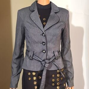BCX Grey & Black Blazer Jacket w/Belt